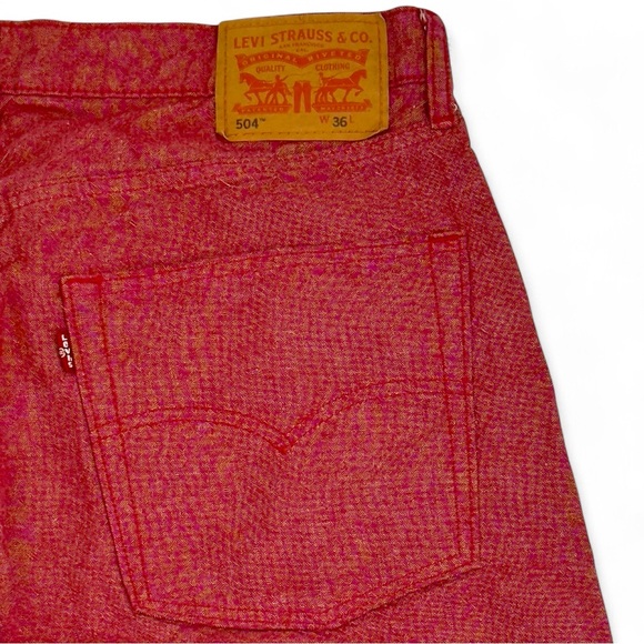 Levi’s 504 Shorts Men 36 Red Regular Fit Denim Jean Cut Off Casual Summer Cotton - Picture 1 of 8